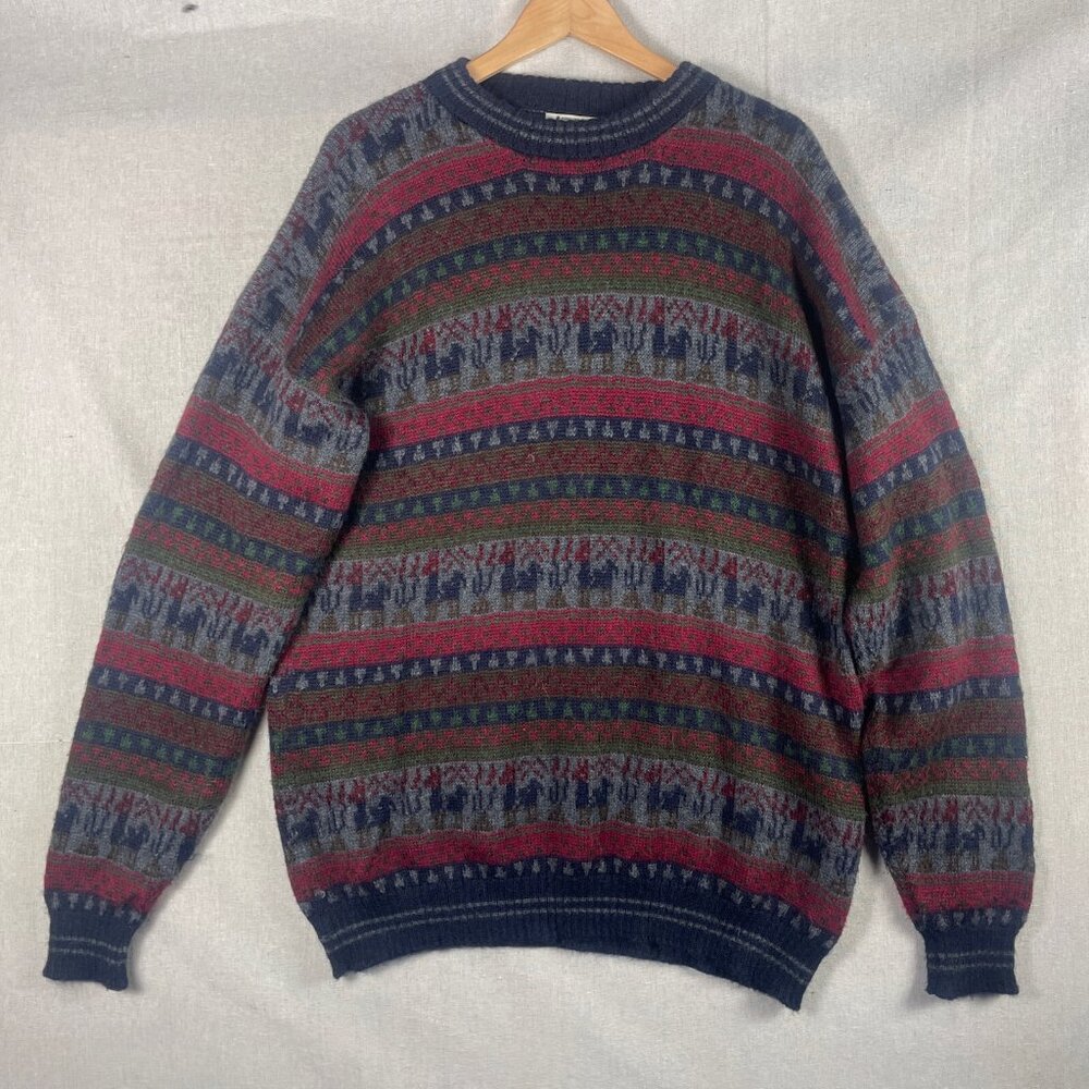 Peruvian Collection 100% Baby Alpaca Multi-Color Cardigan Sweater, Size XL